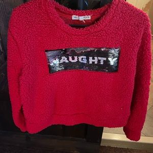 Womens naughty and nice fleece sweatshirt size medium.